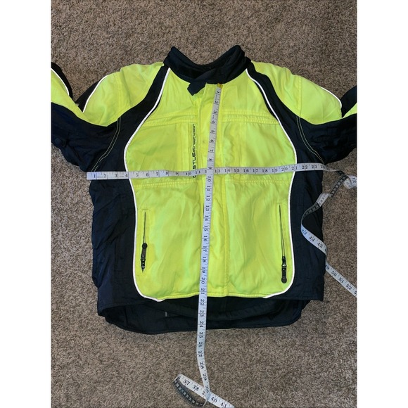 Castle Mens Motorcycle Jacket Green/Black Size XL Padded Double Lined - Picture 4 of 9